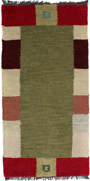Nepal Teppich 140 x 70 cm - grün