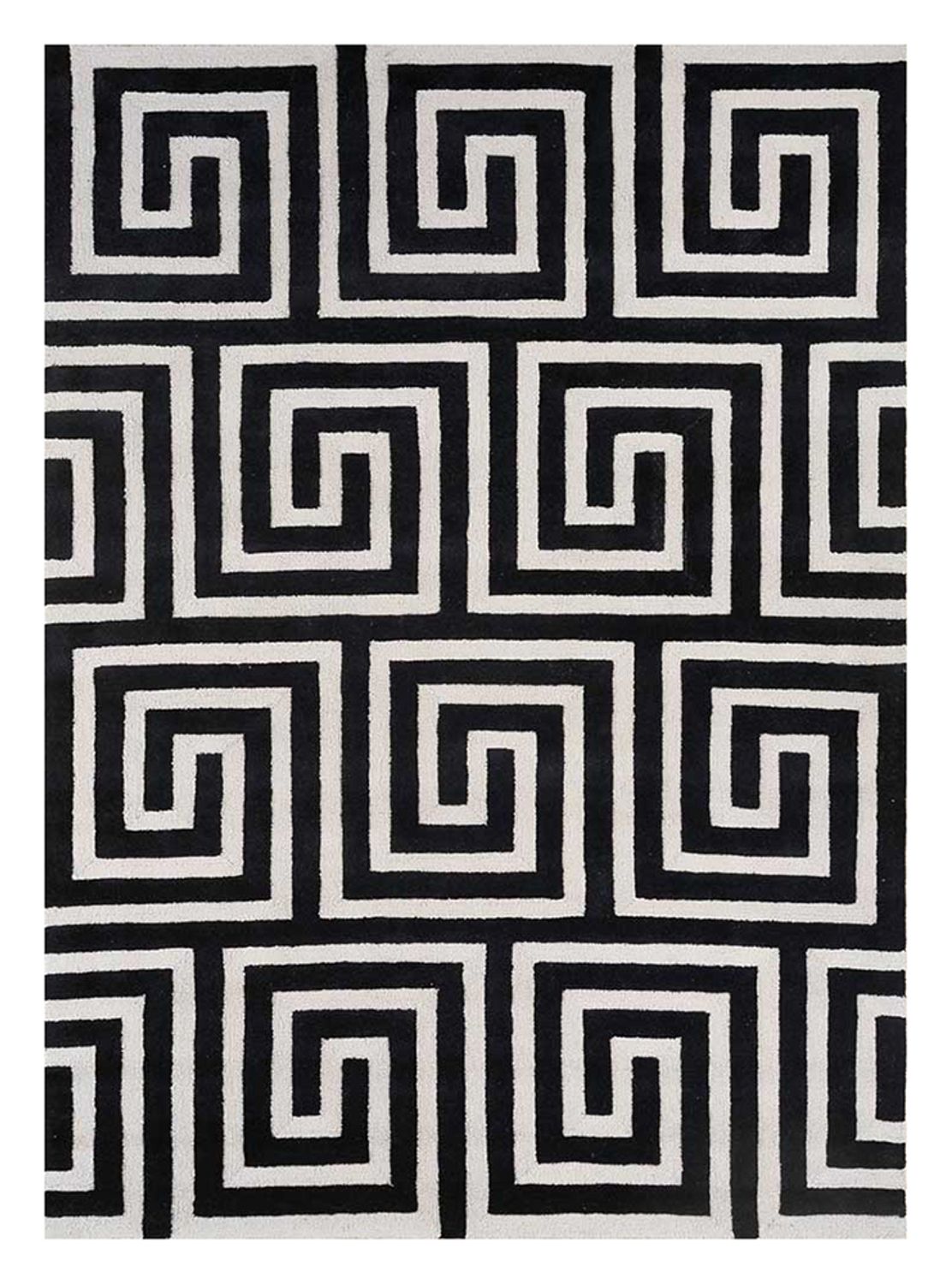 Wollteppich - 330 x 240 cm - schwarz-weiß