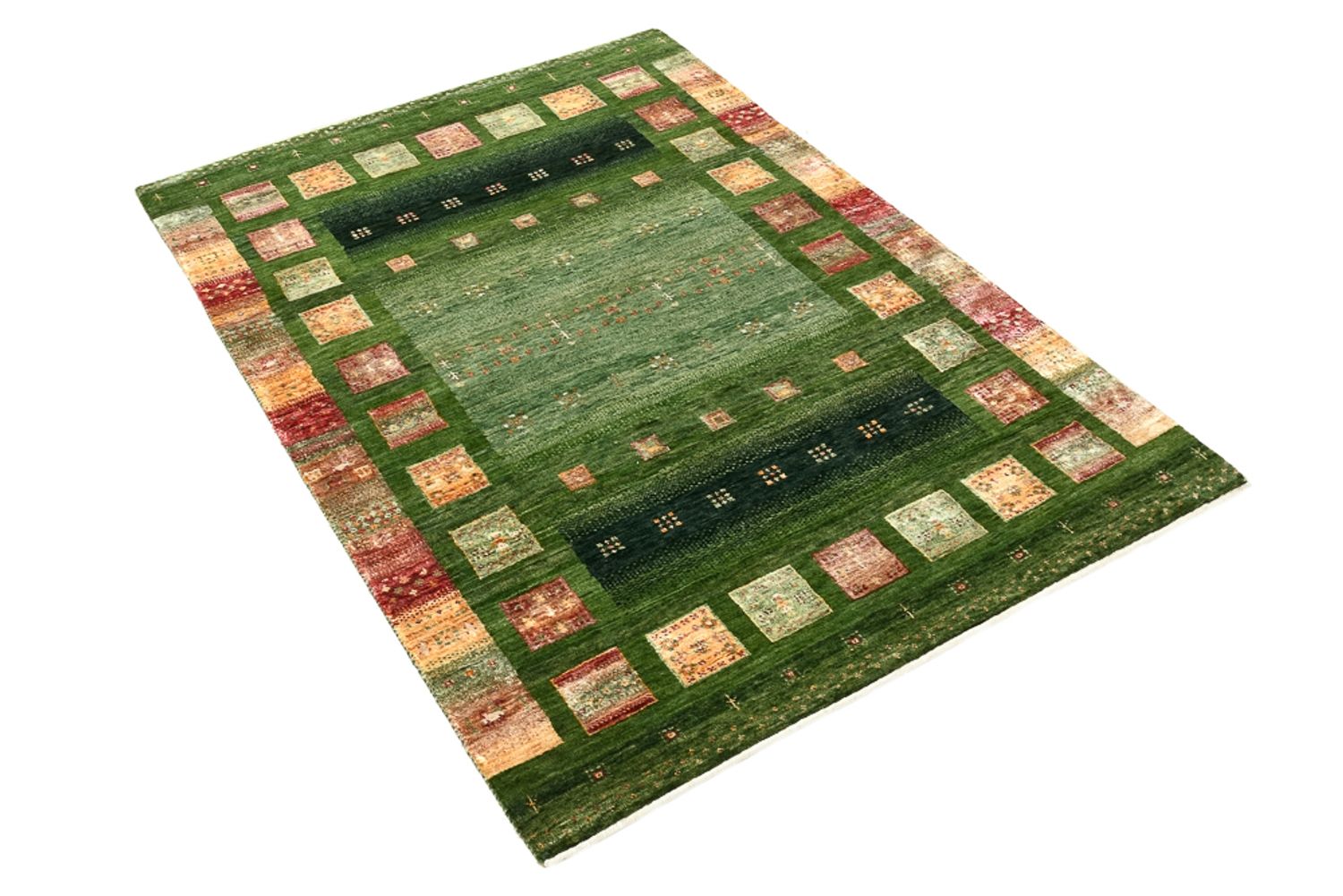 Gabbeh Teppich - Loribaft Indus - 154 x 106 cm - grün