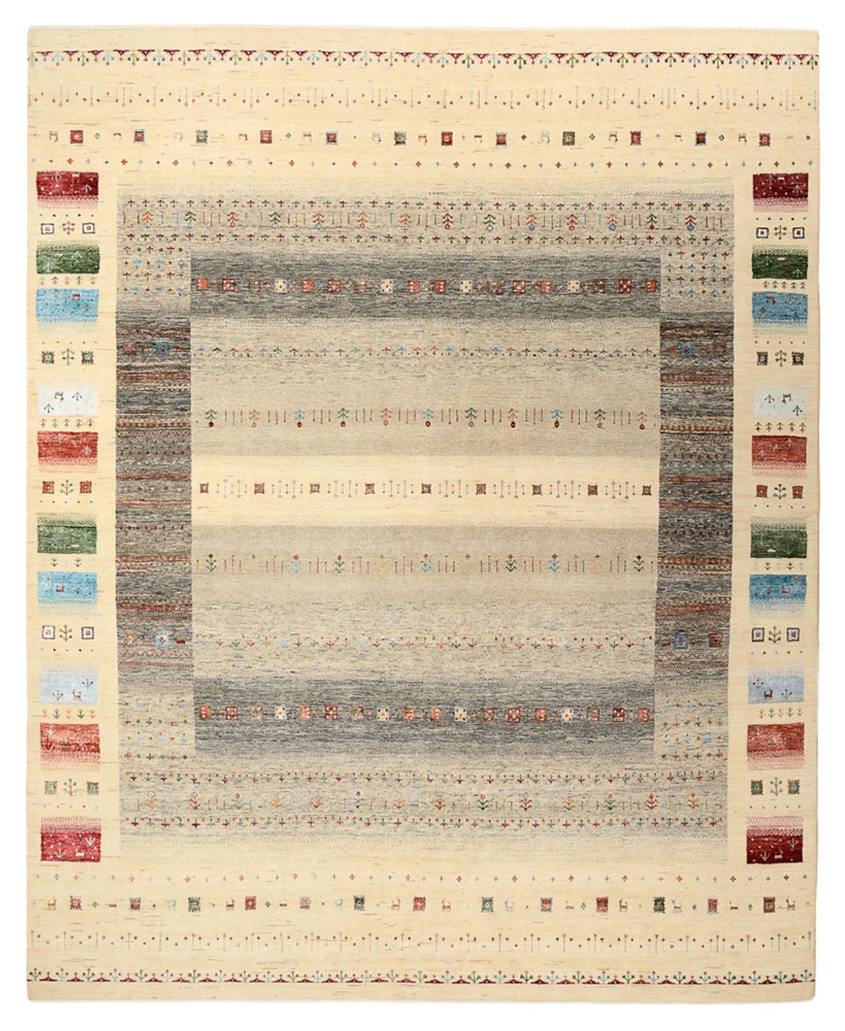 Gabbeh Teppich - Loribaft Indus - 304 x 251 cm - hellbeige