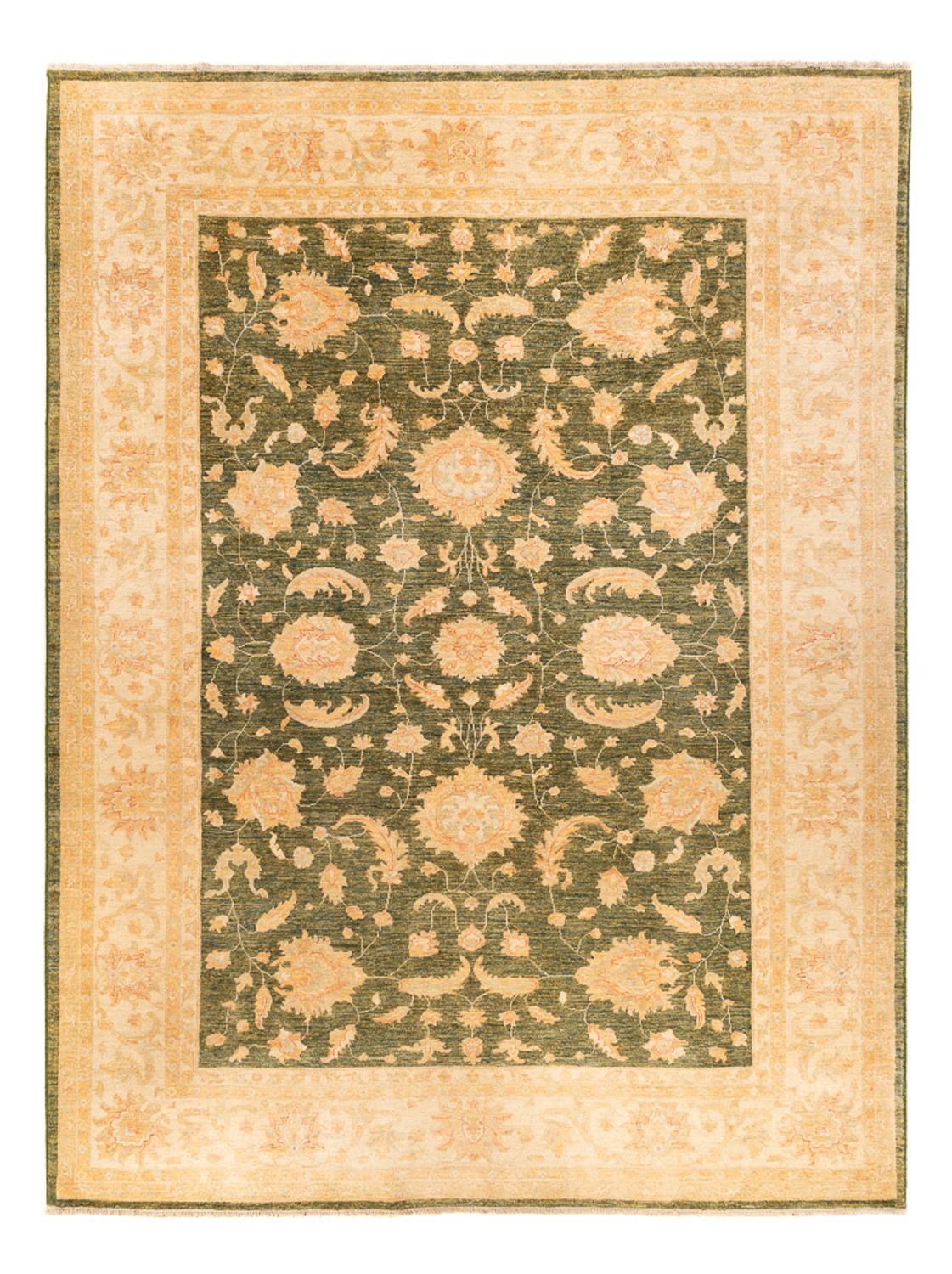 Ziegler Teppich - 346 x 258 cm - olivgrün