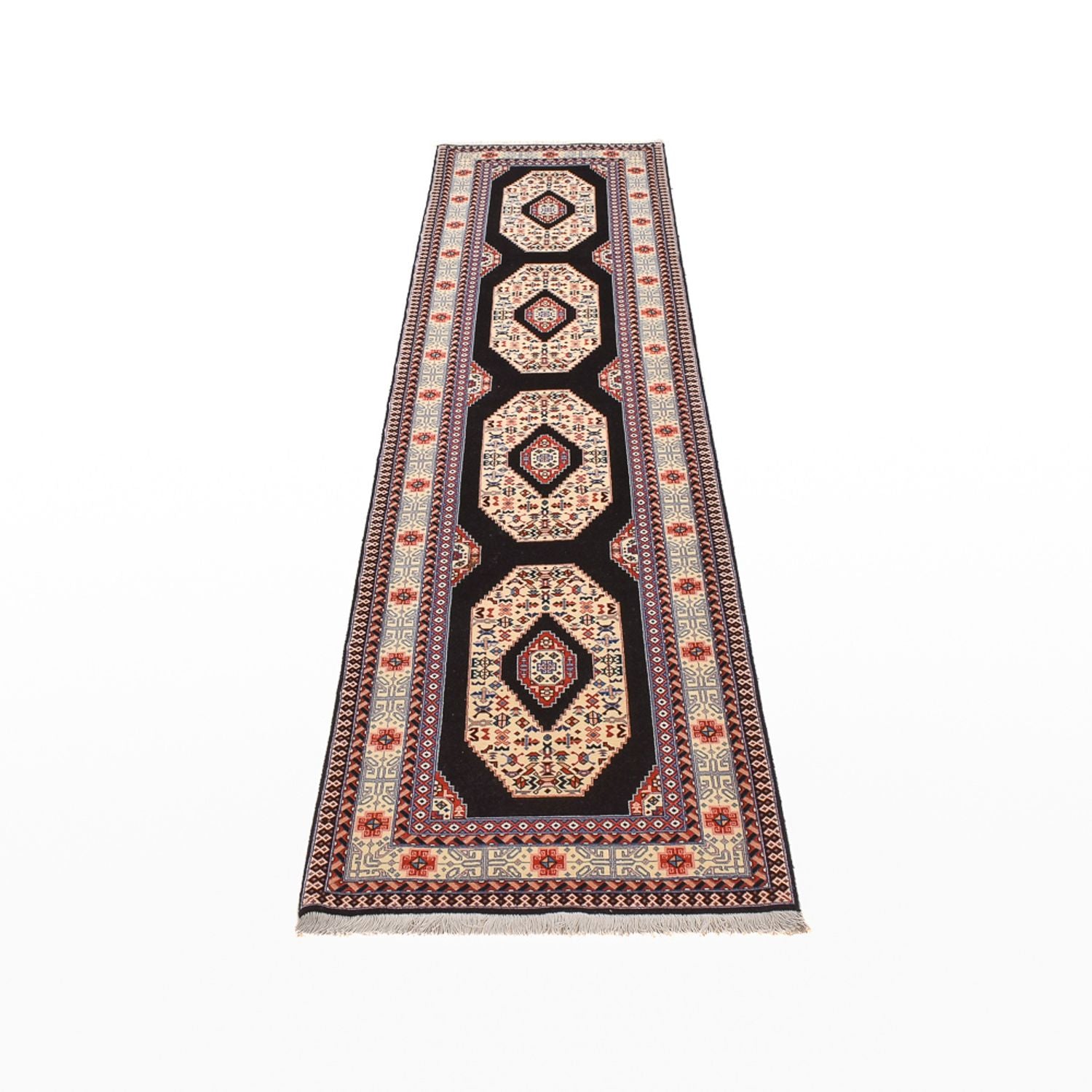 Läufer Perser - Täbriz - Premium - 305 x 75 cm - dunkelblau