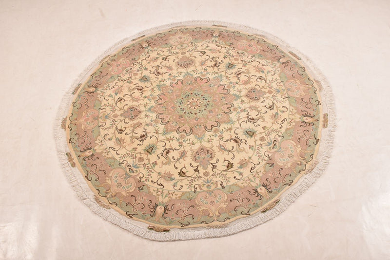 Perserteppich - Täbriz - Royal rund  - 150 x 150 cm - beige