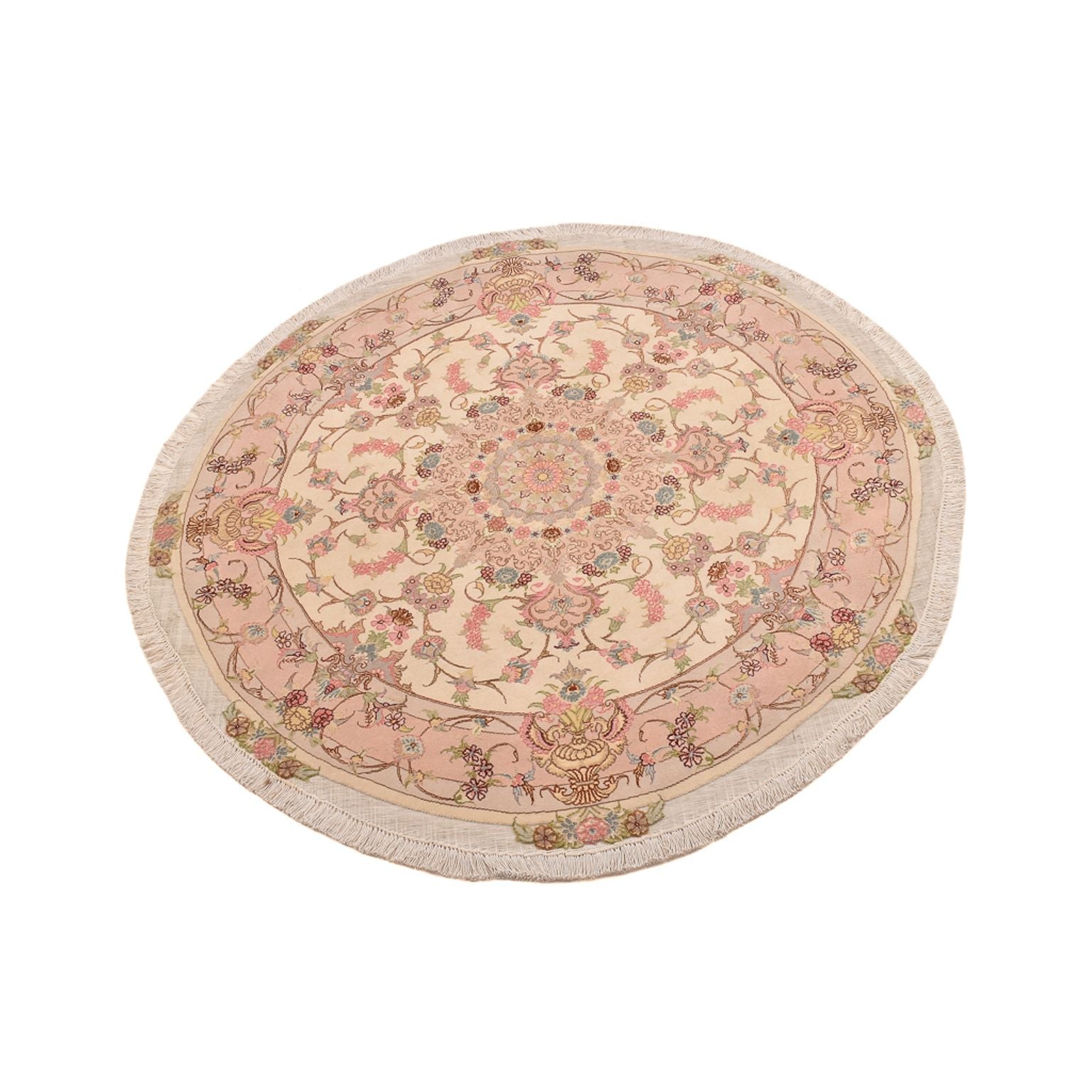 Perserteppich - Täbriz - Royal rund  - 143 x 143 cm - lachs
