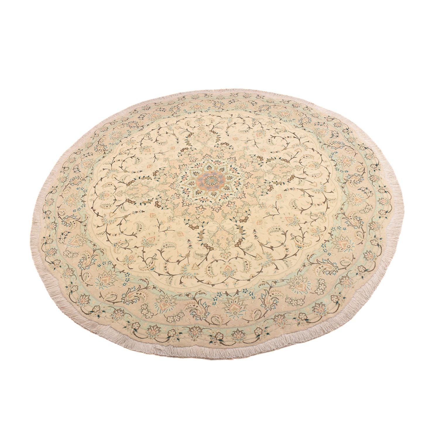 Perserteppich - Täbriz - Premium rund  - 200 x 200 cm - sand
