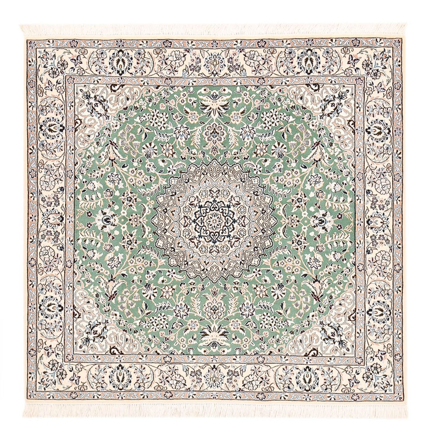 Perserteppich - Nain - Royal quadratisch  - 152 x 149 cm - hellgrün