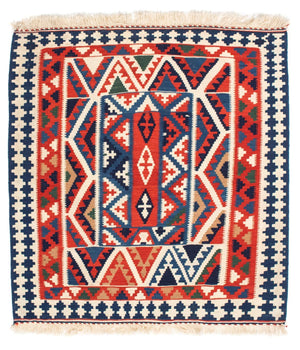 Kelim Teppich - Oriental 111 x 105 cm - rot